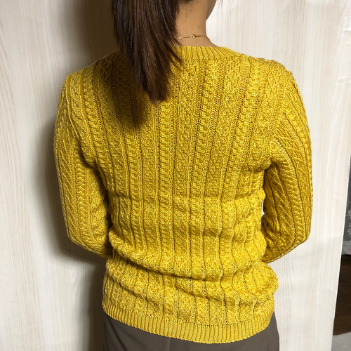 高級コットン100%サマーセーター 縄編み ハンドメイド ニット