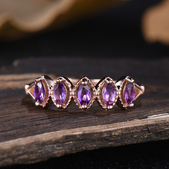 天然紫水晶 指輪 2 月の誕生石天然アメジスト婚約指輪天然紫水晶ブライダルリング