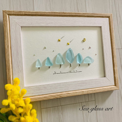 シーグラスアート 小鳥の家族 インテリア雑貨 ウェルカムスペース