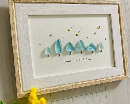 シーグラスアート インテリア雑貨 北欧 ガラス細工 海の宝石 観葉植物