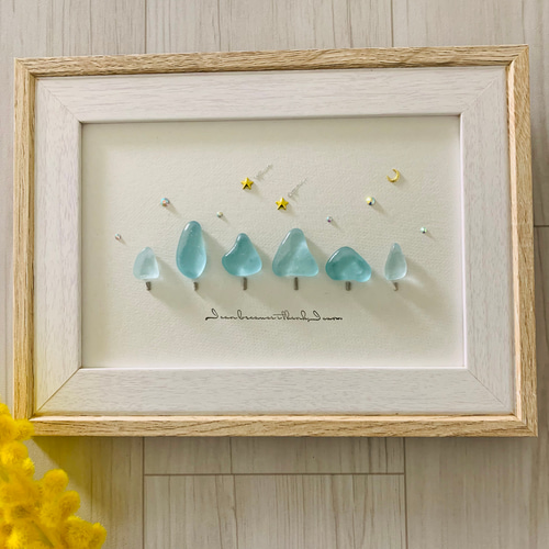 シーグラスアート インテリア雑貨 北欧 ガラス細工 海の宝石 観葉植物