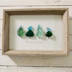 シーグラスアート インテリア雑貨 小鳥 北欧 ガラス細工 海の宝石 観葉植物 玄関 トイレ 飾り 贈り物 プレゼント 2枚目の画像