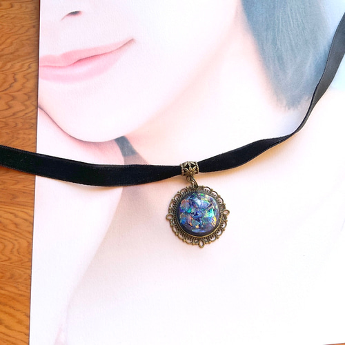 45.メタリックぽっこりにゃんこチョーカー　10本 blackdia ocean メタルチョーカー