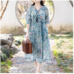 マキシ丈　リバティ　ワンピース　　ハンドメイド 37fade8e0323c5d9ada28128b9f31c