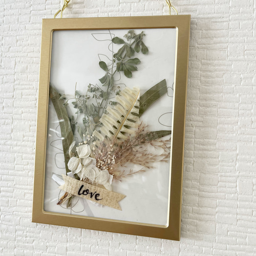 1点限定販売☆メッセージフレーム ドライフラワー Love ゴールド