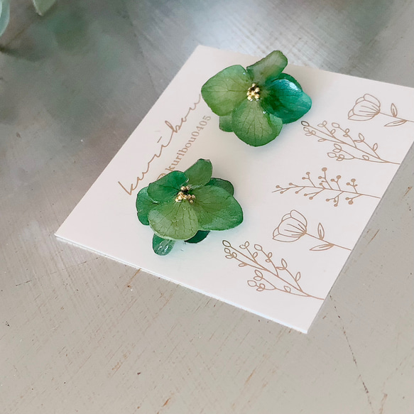 春の息吹。グラデーションのある紫陽花で作った花びらのピアス 5枚目の画像