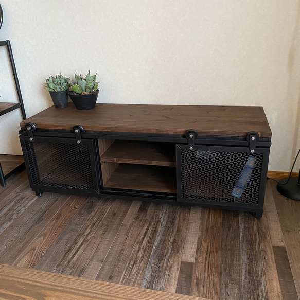 テレビ台 w1200 吊扉 テレビボード アイアン オーダー家具 テレビ台 w1200 吊扉 テレビボード アイアン オーダー家具