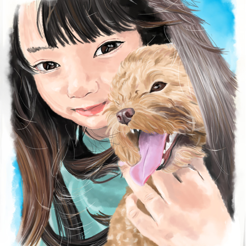 【代引き不可】 ペット似顔絵 飼い主様とご一緒に！☆修正回数無制限☆データ その他