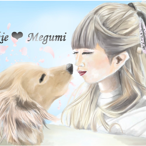 ペット似顔絵 飼い主様とご一緒に！☆修正回数無制限☆データ
