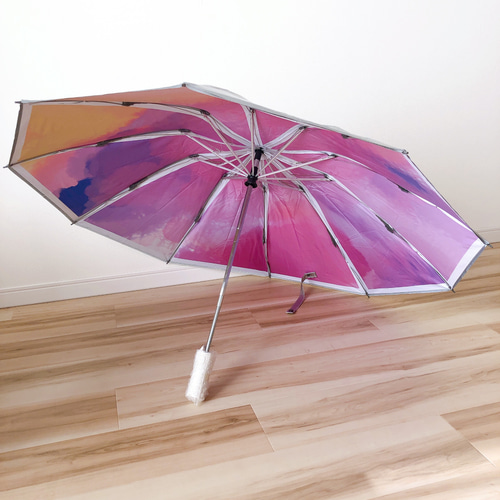 Ayakawasaki♡グラデーションポーチocean gradation 日傘 雨傘 折りたたみ傘 逆さ傘 晴雨兼用 ワンタッチ自動開閉 UV