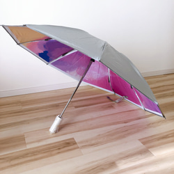 日傘 雨傘 折りたたみ傘 逆さ傘 晴雨兼用 ワンタッチ自動開閉 UVカット 夕焼け グラデーション B7 2枚目の画像