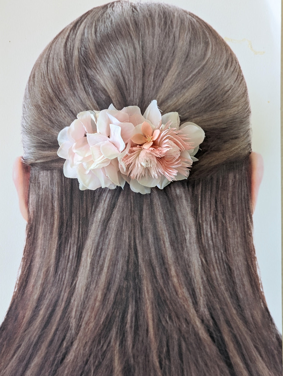 1600円 ユーカリとあじさいの髪飾り 本物の花 卒業 入学 ウエディング オンライン ショップハンドメイド・手芸 - 1600円 ユーカリと