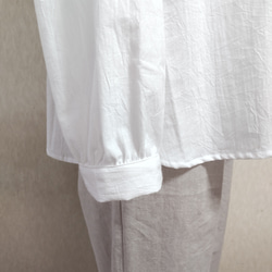 コットン　ブラウス　ロールカラー　ハイネック　綿　ホワイト　白　長袖　Lサイズ　 4枚目の画像