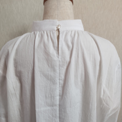 コットン　ブラウス　ロールカラー　ハイネック　綿　ホワイト　白　長袖　Lサイズ　 5枚目の画像