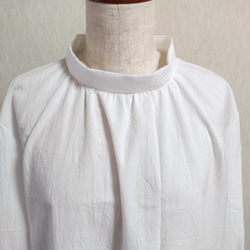 コットン　ブラウス　ロールカラー　ハイネック　綿　ホワイト　白　長袖　Lサイズ　 3枚目の画像