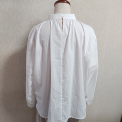 コットン　ブラウス　ロールカラー　ハイネック　綿　ホワイト　白　長袖　Lサイズ　 6枚目の画像