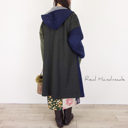 歐洲 KAKI 亞麻細褶拼布連衣裙 第12張的照片