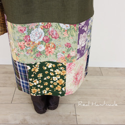 歐洲 KAKI 亞麻細褶拼布連衣裙 第8張的照片