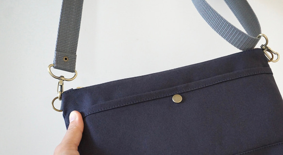 おすすめ★浜松帆布サコッシュ程よいサイズマチ6cmサコッシュ黒 11枚目の画像