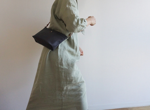 おすすめ★浜松帆布サコッシュ程よいサイズマチ6cmサコッシュ黒 3枚目の画像