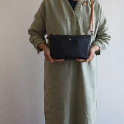 おすすめ★浜松帆布サコッシュ程よいサイズマチ6cmサコッシュ黒 6枚目の画像