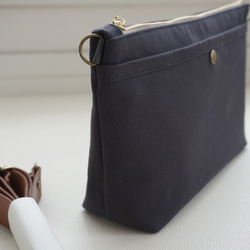 おすすめ★浜松帆布サコッシュ程よいサイズマチ6cmサコッシュ黒 9枚目の画像