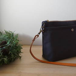 おすすめ★浜松帆布サコッシュ程よいサイズマチ6cmサコッシュ黒 7枚目の画像