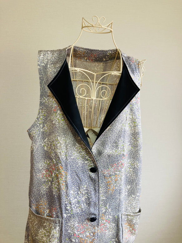 ハンドメイド　着物リメイク　羽織物チュニック 2枚目の画像