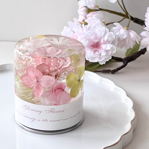 完成品】光るハーバリウム Glowing Flower さくらカラー ハーバリウム