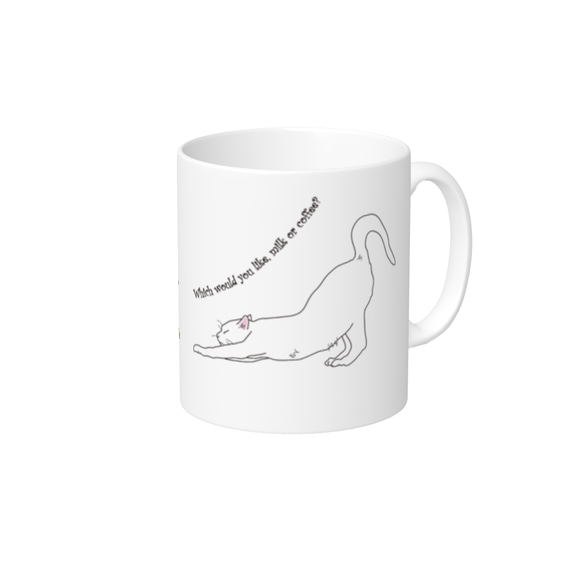 猫マグカップ（M)「コーヒーかミルク」（シンプルだけどちょっと面白い） 2枚目の画像