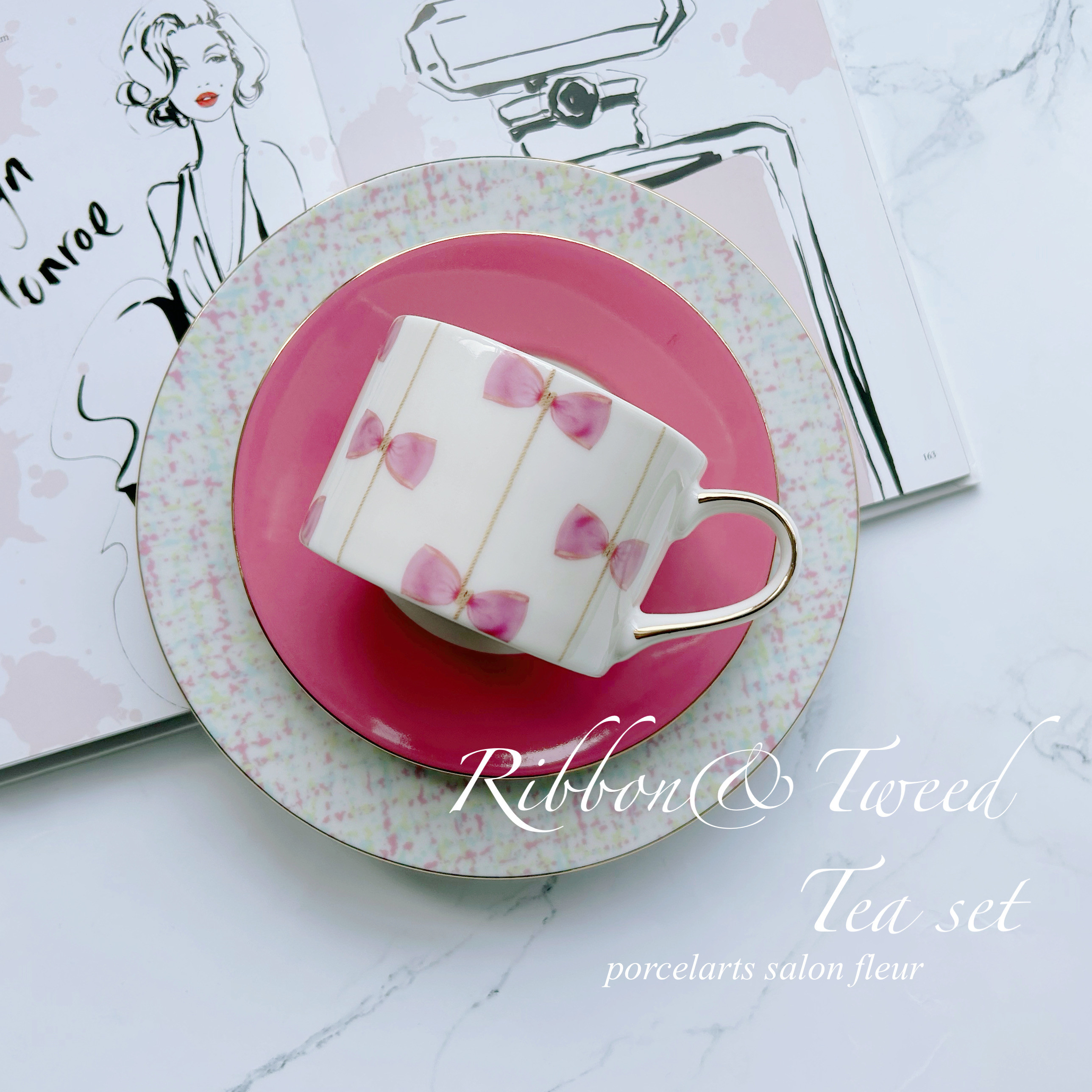 リボン×キャンディツイードのティーセット♡