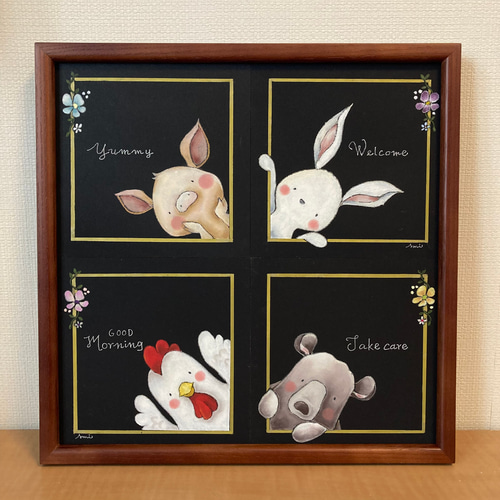 チョークアート原画】「Good Morning」リビング、寝室に。動物ひとこと