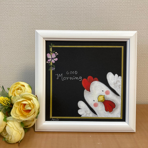完全オーダー！！ チョークアート インテリアに☆ギフトにも♪ チョークアート原画】「Good Morning」リビング、寝室に。動物ひとこと