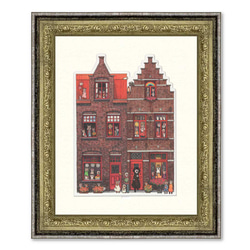 ベルギー・ブルージュの赤煉瓦が美しい家・A5サイズの型抜きカード 4枚目の画像