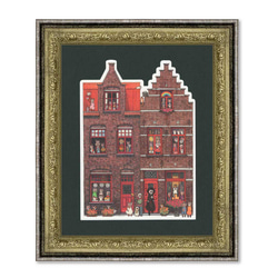 ベルギー・ブルージュの赤煉瓦が美しい家・A5サイズの型抜きカード 5枚目の画像