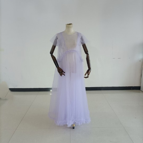 送料無料！高品質！ 妊婦ドレス マタニティ 写真撮影グレー シースルー  