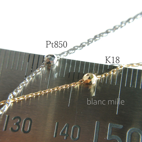 No.nb-0.8t3p○* Pt850キラキラビーズ シンプルネックレス