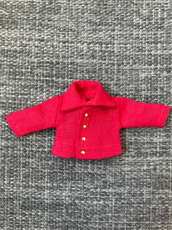 オビツ11 上質な麻の長袖シャツ　red 2枚目の画像