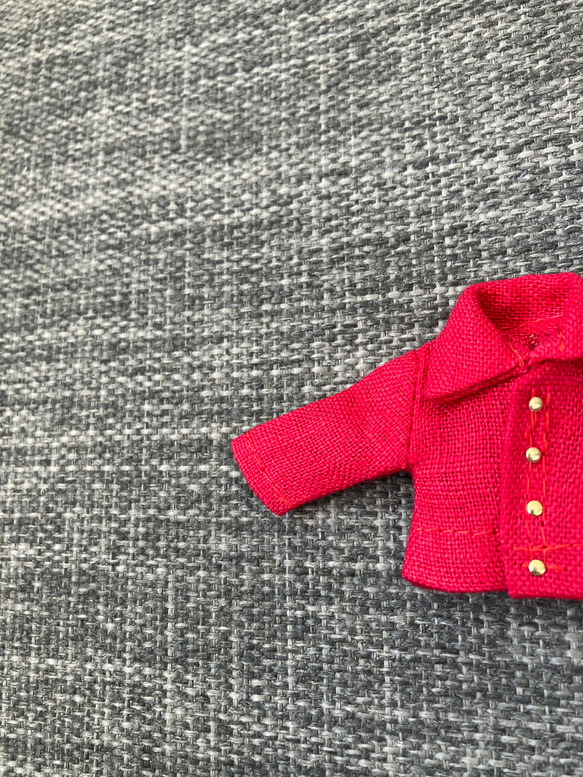 オビツ11 上質な麻の長袖シャツ　red 4枚目の画像