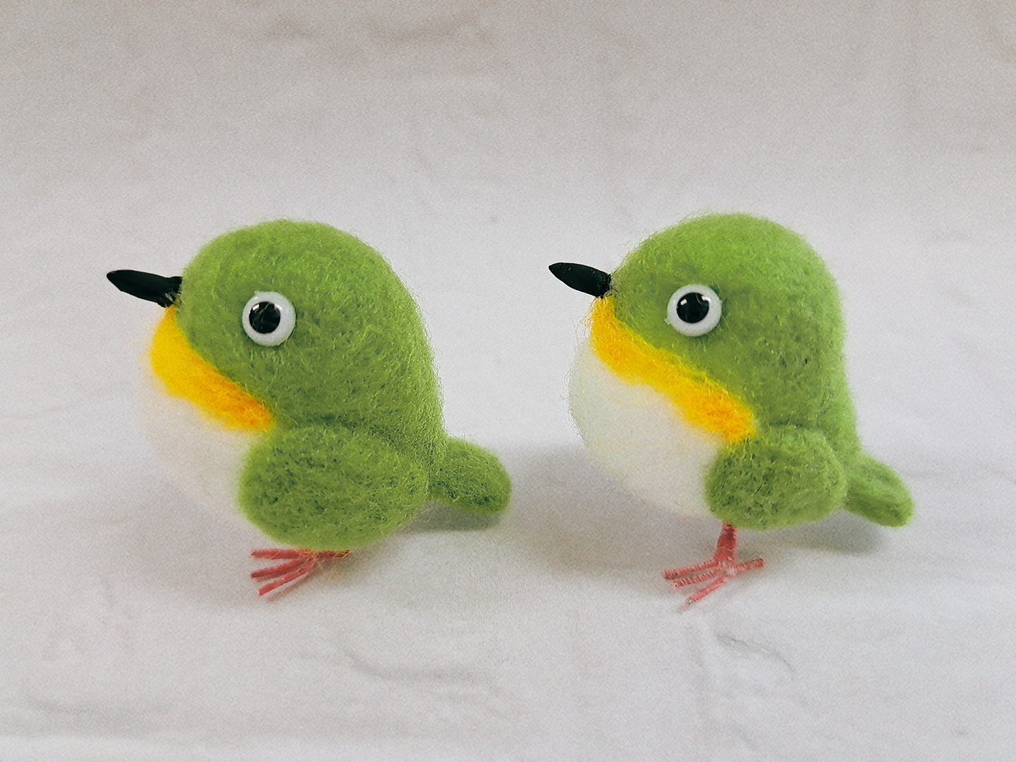 あささん専用ページ】羊毛フェルト メジロ ツインズ 2羽のメジロ
