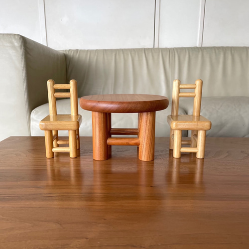 寺内定夫 木製 木のおもちゃ お話しイスとテーブルセットラバーウッド