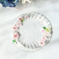 ベネチアンガラス　春爛漫　煌めく透明　桜のお皿 7枚目の画像