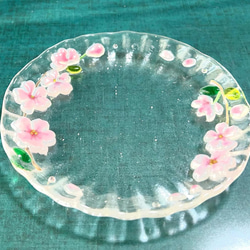 ベネチアンガラス　春爛漫　煌めく透明　桜のお皿 9枚目の画像