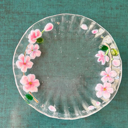 ベネチアンガラス　春爛漫　煌めく透明　桜のお皿 8枚目の画像