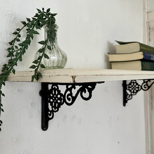 W60cm D20cm アンティークウォールシェルフ アイアンブラケット
