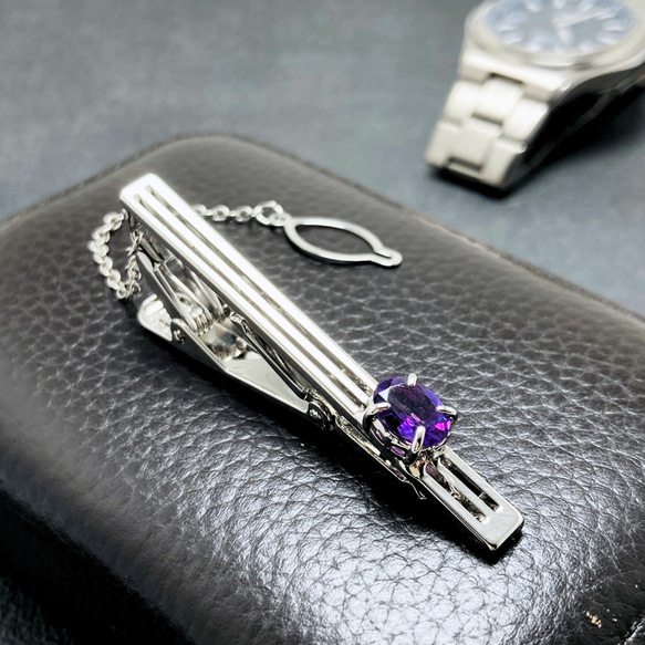 超大特価 RHP アメジスト/紫水晶 貴紳 8×6 天然石ネクタイピン dobble - アクセサリー