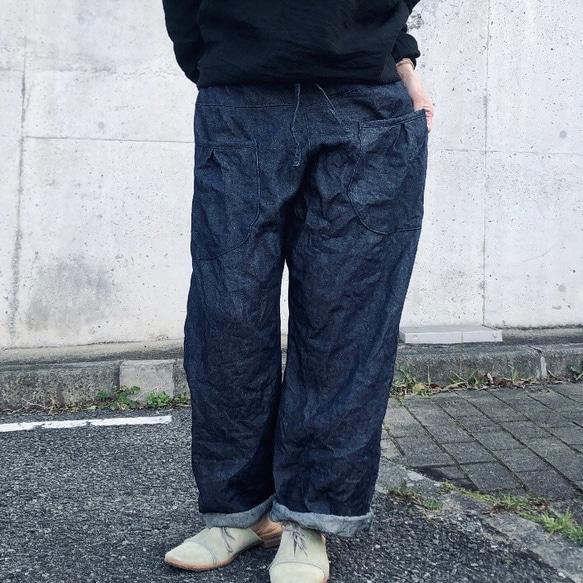 linen denimストレートパンツ ＿前タックポケットver. 3枚目の画像