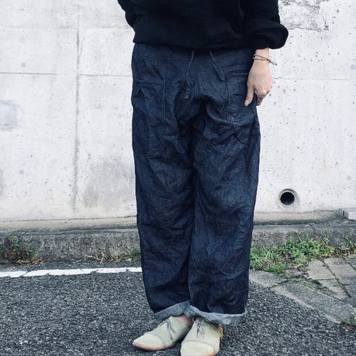 linen denimストレートパンツ ＿前タックポケットver. ロングパンツ