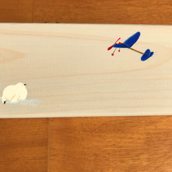 食卓に置ける箸箱(雷鳥とゴム飛行機）蓋付き箸入れ　ヒノキの箸箱　片手で開けられるカトラリーケース　小物入れ　メガネ入れ 4枚目の画像