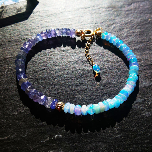 値下げ天然石バイカラータンザナイト ブレスレット14kgf